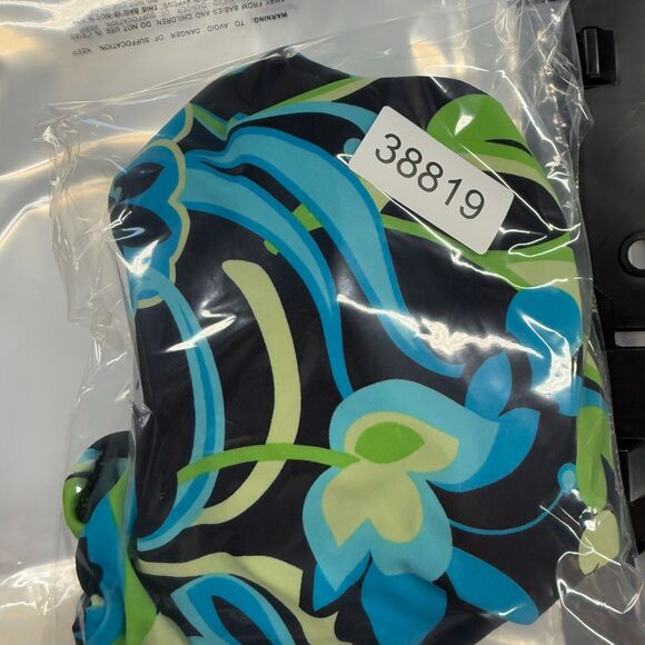 Tropical Escape Tankini Top Women 14 Blue Floral Sleeveless Halter Neck Push Up - Picture 6 of 6